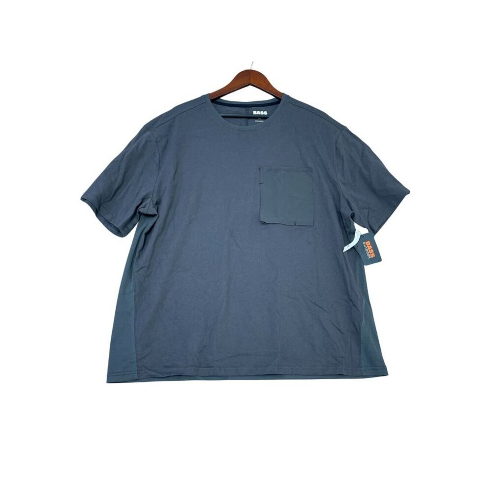 NWT Bass Outdoor Men's XXL Utili-Tee With Chest Pocket Forged Iron Gray C0701